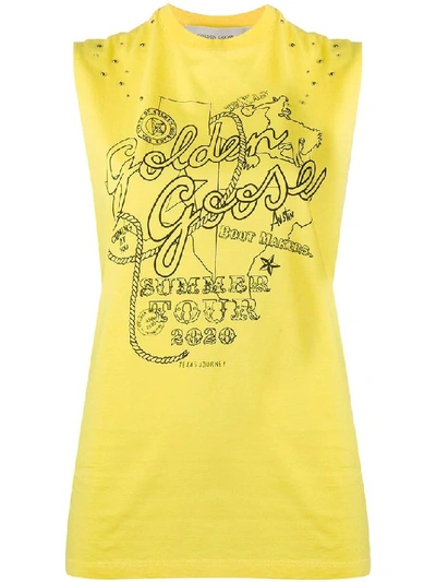 Shop Golden Goose Women's Yellow Cotton Tank Top