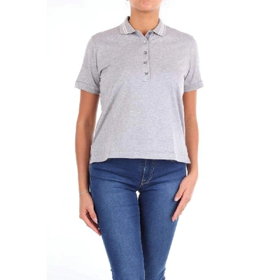 Shop Eleventy Women's Grey Cotton Polo Shirt