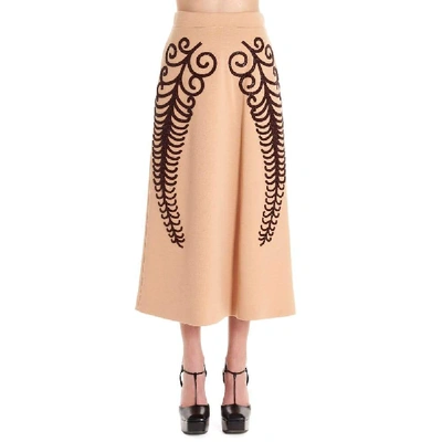 Shop Prada Women's Beige Wool Skirt