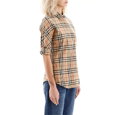 Shop Burberry Women's Beige Cotton Shirt
