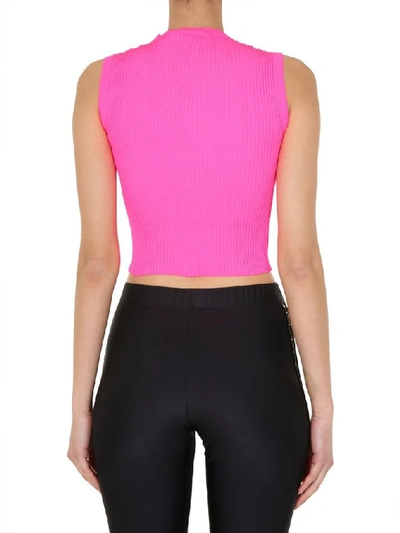 Gcds Logo-patch Ribbed Tank Top In Fuchsia