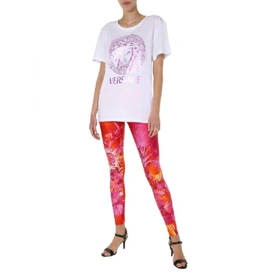 Shop Versace Fuchsia Polyamide Leggings