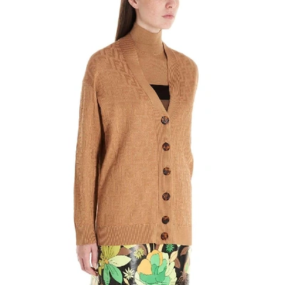 Shop Fendi Brown Cotton Cardigan