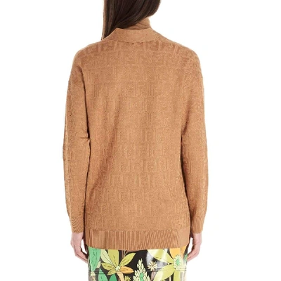 Shop Fendi Brown Cotton Cardigan