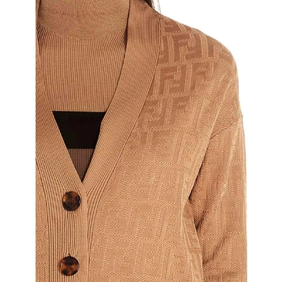 Shop Fendi Brown Cotton Cardigan