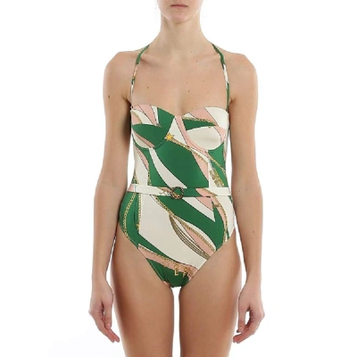 Shop Elisabetta Franchi Women's Green Polyamide One-piece Suit