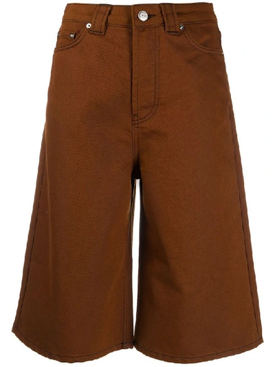 Shop Ganni Brown Shorts