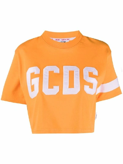Shop Gcds Women's Orange Cotton T-shirt