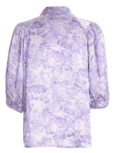 Shop Ganni Women's Purple Viscose Shirt