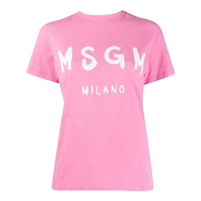 Shop Msgm Women's Fuchsia Cotton T-shirt