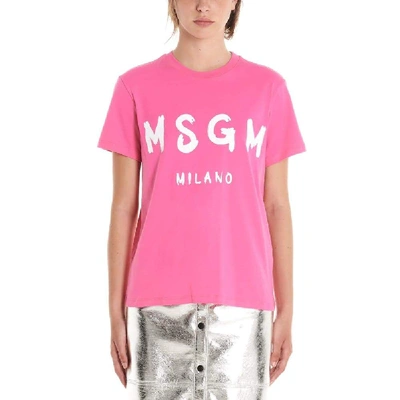 Shop Msgm Women's Fuchsia Cotton T-shirt