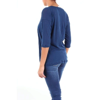 Shop Alysi Women's Blue Cotton T-shirt