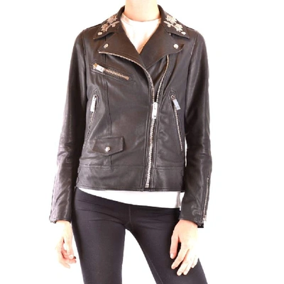 Shop Burberry Women's Black Leather Outerwear Jacket