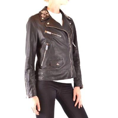 Shop Burberry Women's Black Leather Outerwear Jacket