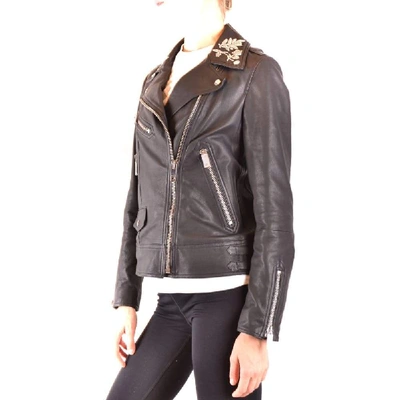 Shop Burberry Women's Black Leather Outerwear Jacket