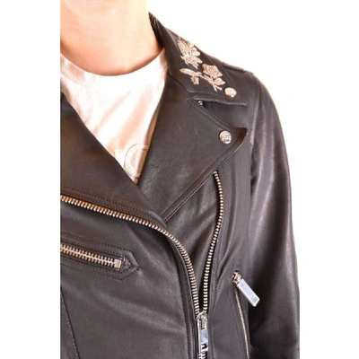 Shop Burberry Women's Black Leather Outerwear Jacket