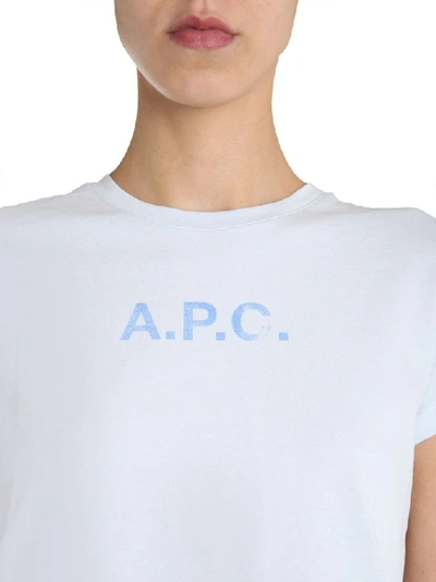 Shop Apc Light Blue Cotton T-shirt