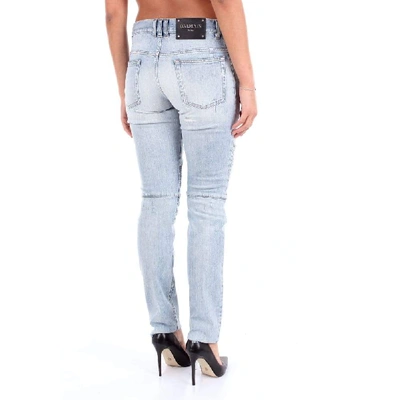 Shop Balmain Light Blue Cotton Jeans