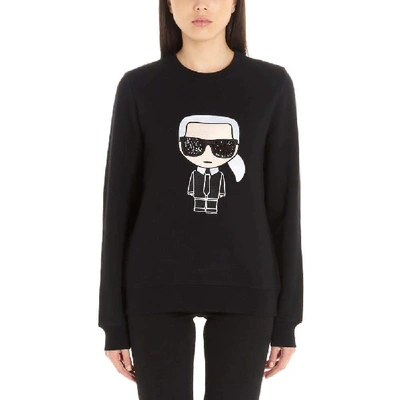 Shop Karl Lagerfeld Black Cotton Sweatshirt
