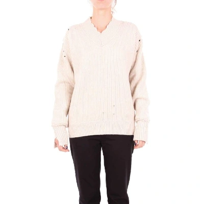 Shop Helmut Lang Beige Wool Sweater