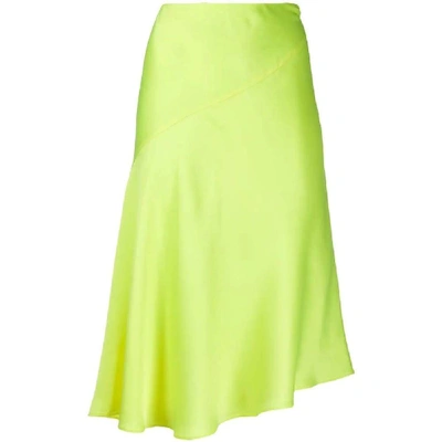 Shop Helmut Lang Yellow Viscose Skirt