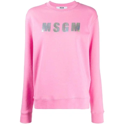 Shop Msgm Pink Cotton Sweatshirt