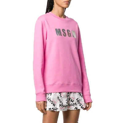 Shop Msgm Pink Cotton Sweatshirt
