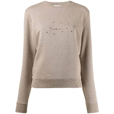 Shop Saint Laurent Women's Beige Cotton Sweatshirt