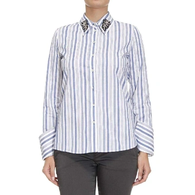 Shop Pinko Women's Light Blue Cotton Shirt