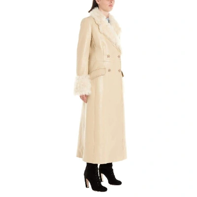 Shop Miu Miu Women's Beige Leather Coat
