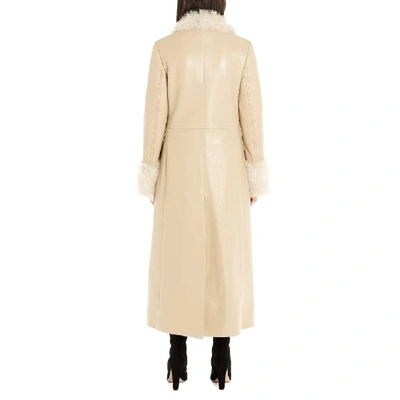 Shop Miu Miu Women's Beige Leather Coat