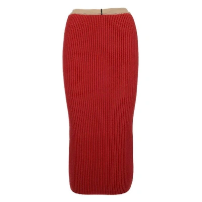 Calvin Klein Rib-knit Midi Skirt - Atterley In Red