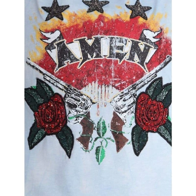 Shop Amen Women's Light Blue Cotton T-shirt