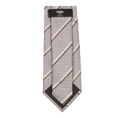 Shop Fendi Men's Grey Silk Tie