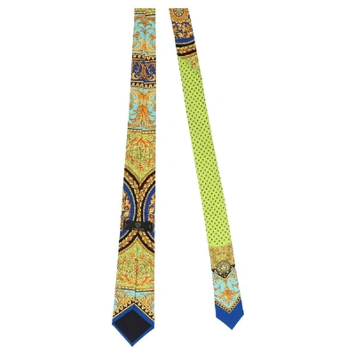 Shop Versace Green Silk Tie