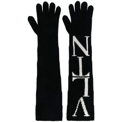 Shop Valentino Black Wool Gloves