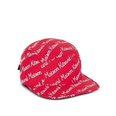 Shop Maison Kitsuné Red Cotton Hat