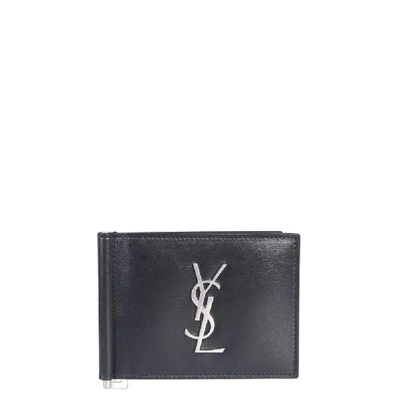 Shop Saint Laurent Men's Black Leather Card Holder