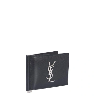 Shop Saint Laurent Men's Black Leather Card Holder