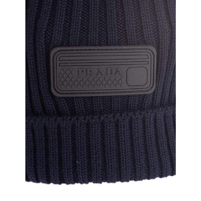 Shop Prada Men's Blue Wool Hat