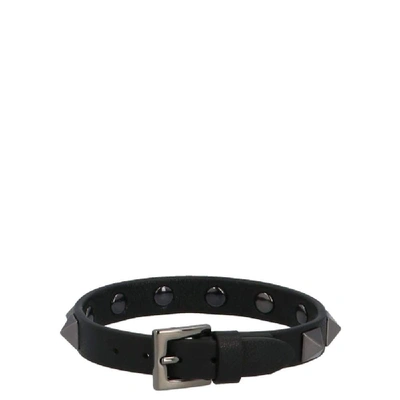 Shop Valentino Black Leather Bracelet