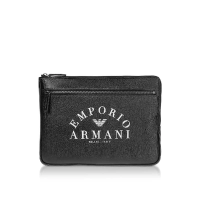 Shop Emporio Armani Black Synthetic Fibers Pouch