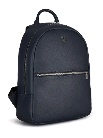 Shop Emporio Armani Blue Leather Backpack