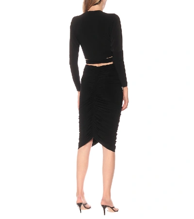 Shop Norma Kamali Ruched Stretch-jersey Pencil Skirt In Black
