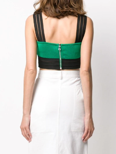 Shop Balmain Cropped Knitted Top In Green
