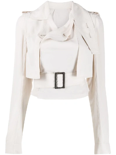 Shop Rick Owens Cropped Trench Jacket In Neutrals
