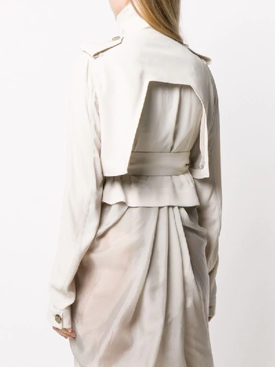 Shop Rick Owens Cropped Trench Jacket In Neutrals