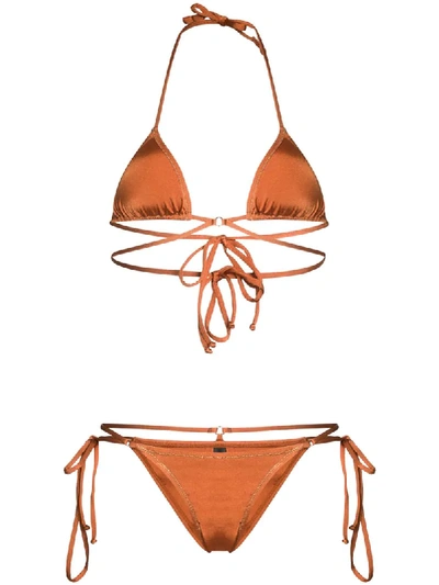 Shop Reina Olga Goldie Wrap Around Bikini In Orange