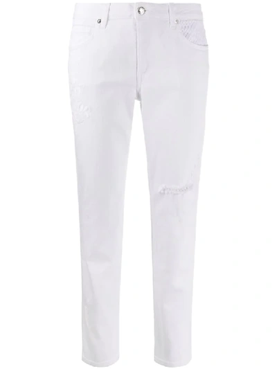 Shop Ermanno Ermanno Ripped Slim-fit Jeans In White