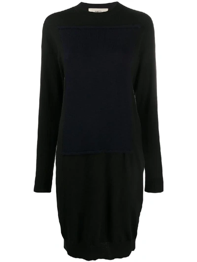 Shop Ports 1961 Knitted Two Tone Dress In Black